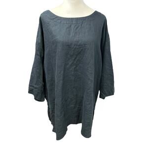 Quiet Luxury Linen Tunic Pure Jill Black Oversized Minimalist Lagenlook Large